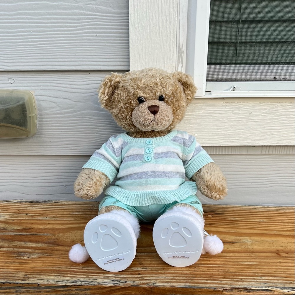 Build a Bear Tan Curly hair Bear stuffed animal and outfit plush toy